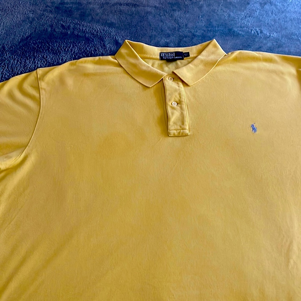 Polo by Ralph Lauren Short Sleeve shirt Vintage Yellow with light blue logo 3XLT